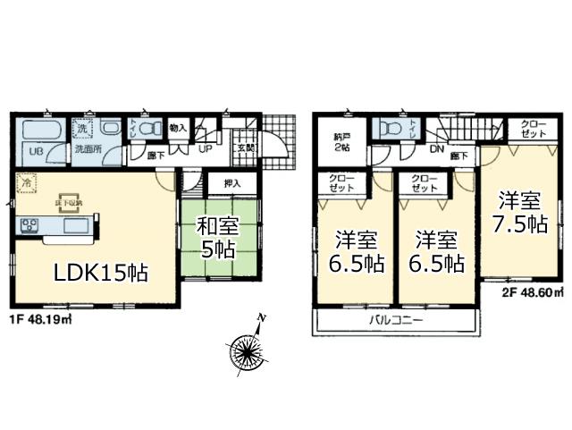 Floor plan. (1 Building), Price 27,800,000 yen, 4LDK, Land area 153.1 sq m , Building area 96.79 sq m