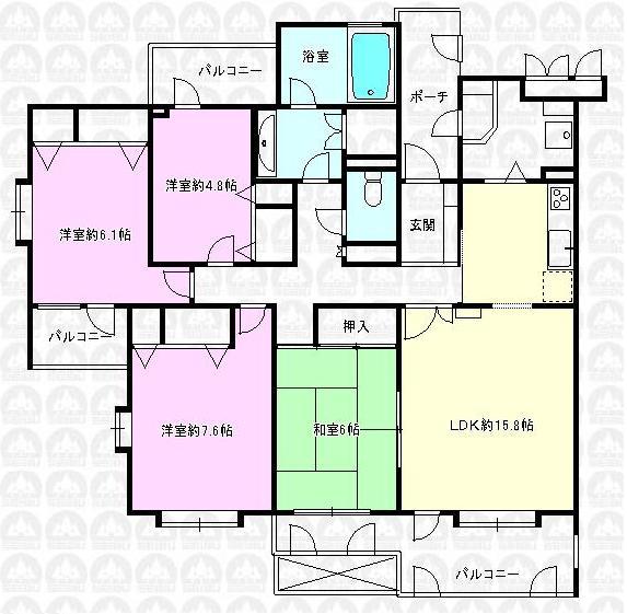 Floor plan. 4LDK, Price 16.8 million yen, Occupied area 99.91 sq m , Balcony area 17.05 sq m floor plan