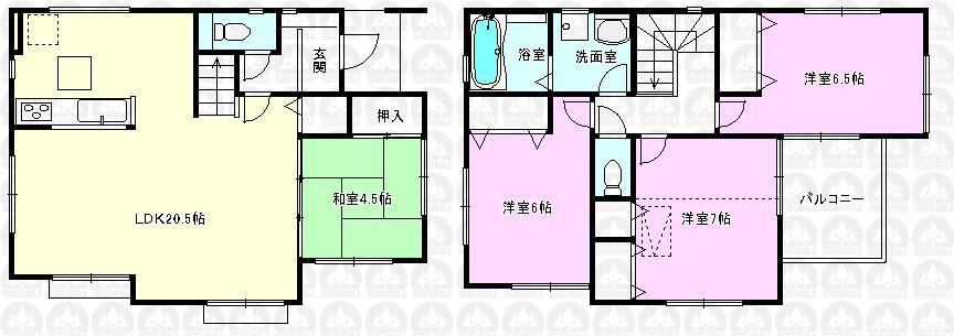Floor plan. (6 Building), Price 33,800,000 yen, 4LDK, Land area 103.93 sq m , Building area 98.81 sq m