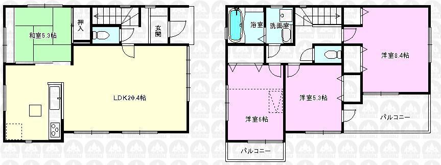 Floor plan. (5 Building), Price 36,800,000 yen, 4LDK, Land area 103.93 sq m , Building area 99.22 sq m