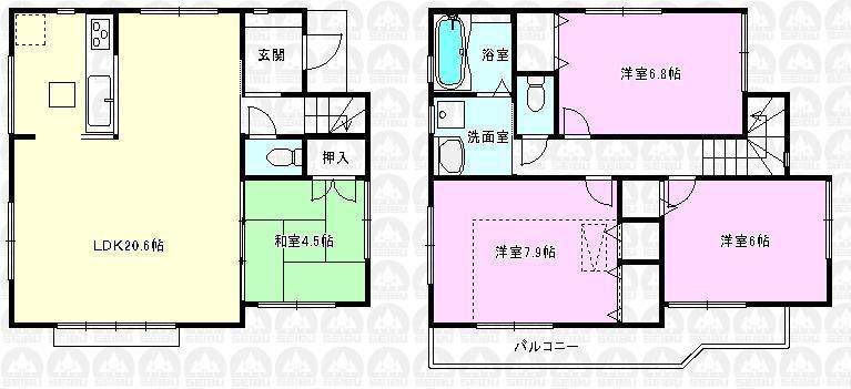 Floor plan. (4 Building), Price 36,800,000 yen, 4LDK, Land area 103.94 sq m , Building area 99.22 sq m