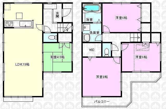 Floor plan. (Building 2), Price 36,800,000 yen, 4LDK, Land area 103.93 sq m , Building area 97.2 sq m