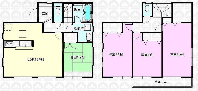 Floor plan. 27,800,000 yen, 4LDK + S (storeroom), Land area 100.07 sq m , Building area 96.79 sq m compartment view and Mato view