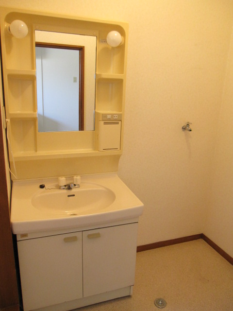 Washroom. Independent wash basin and washing machine Storage
