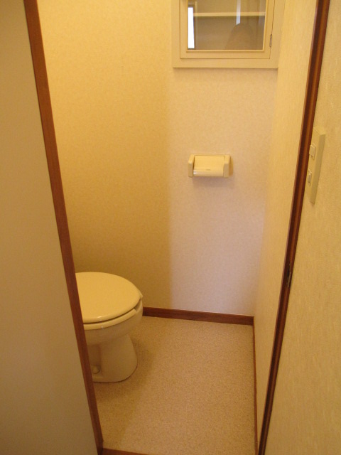 Toilet. Toilet with a small shelf