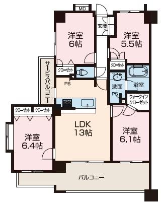 Floor plan. 4LDK, Price 24,800,000 yen, Footprint 78 sq m , Balcony area 13 sq m 4LDK