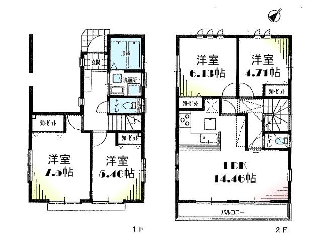 Floor plan. 24,800,000 yen, 4LDK, Land area 97.27 sq m , Building area 89.85 sq m floor plan
