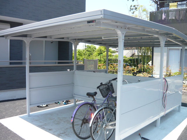 Other common areas. Bicycle parking lot with a roof