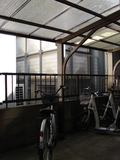 Other common areas. There is parking lot with a roof