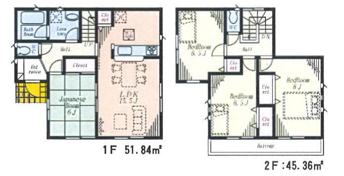 Floor plan. (2), Price 34,800,000 yen, 4LDK, Land area 135.67 sq m , Building area 97.2 sq m