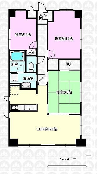 Floor plan. 3LDK, Price 12.8 million yen, Occupied area 61.77 sq m , Balcony area 10.15 sq m floor plan