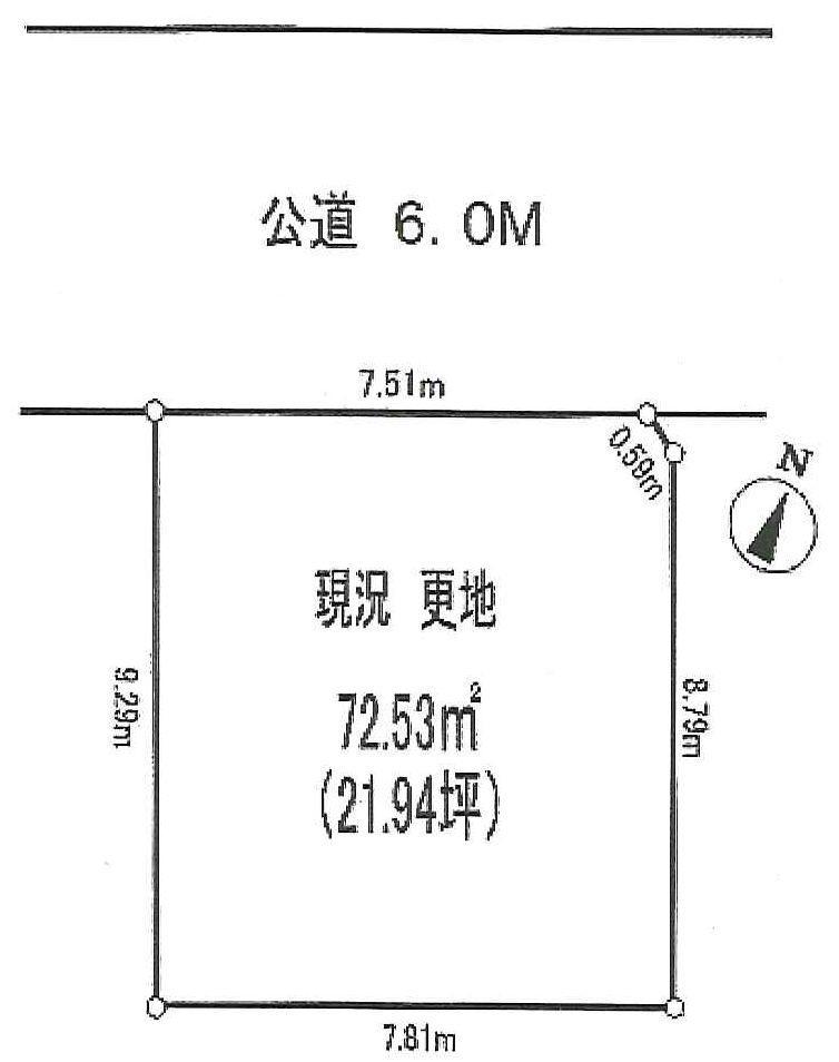 Compartment figure. Land price 23.8 million yen, Land area 72.53 sq m compartment view