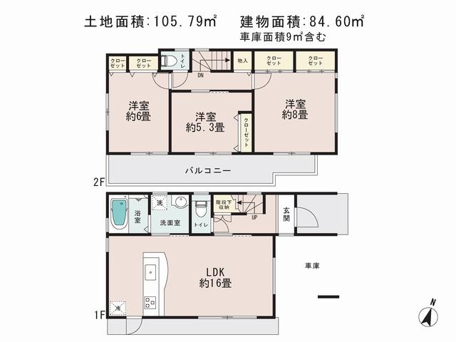 Floor plan. 35,800,000 yen, 3LDK, Land area 105.79 sq m , Building area 84.6 sq m floor plan