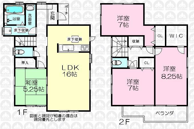Floor plan. 31,800,000 yen, 4LDK + S (storeroom), Land area 136.58 sq m , Building area 105.16 sq m