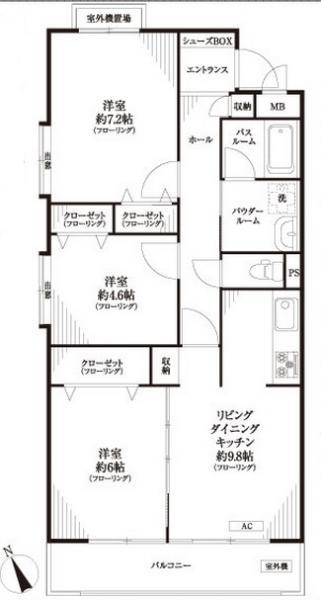 Floor plan. 3LDK, Price 19,800,000 yen, Footprint 65.1 sq m