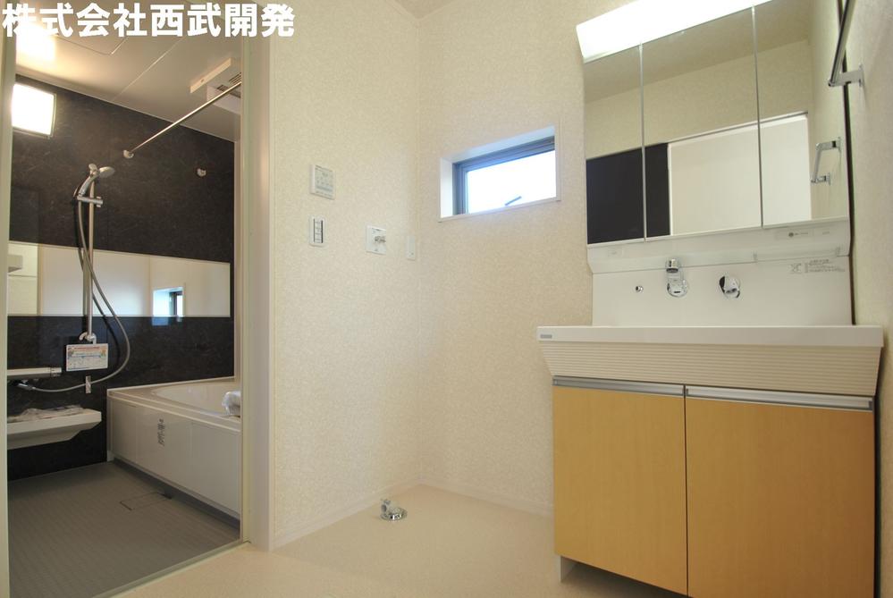 Wash basin, toilet. Washroom