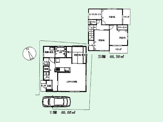 Floor plan. 23.8 million yen, 4LDK, Land area 87.53 sq m , Building area 93.15 sq m