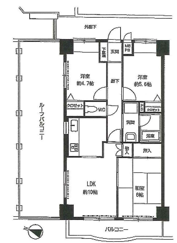 Floor plan. 3LDK, Price 13.8 million yen, Occupied area 59.48 sq m , Balcony area 6.71 sq m floor plan