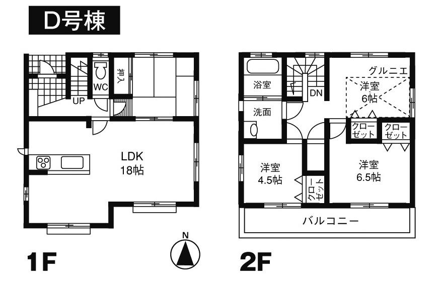 Floor plan. (D Building), Price 33,800,000 yen, 4LDK, Land area 120 sq m , Building area 94.39 sq m