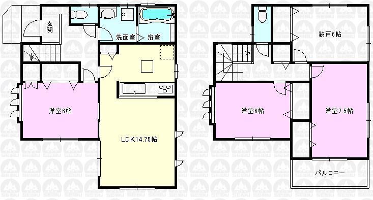 Floor plan. (1 Building), Price 37,800,000 yen, 3LDK+S, Land area 100 sq m , Building area 99.74 sq m