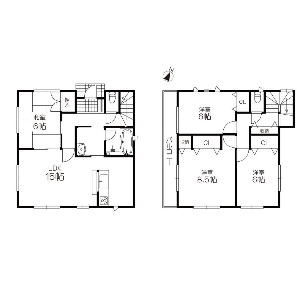 Floor plan. (Building 2), Price 33,800,000 yen, 4LDK, Land area 102.74 sq m , Building area 97.6 sq m