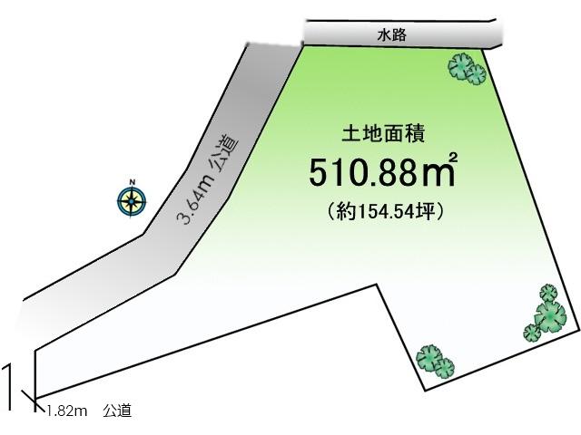 Compartment figure. Land price 31,800,000 yen, Land area 510.88 sq m Oaza Kamiyamaguchi District Eze