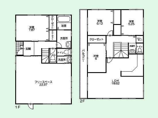 Floor plan. 67,500,000 yen, 4LDK + S (storeroom), Land area 195.25 sq m , Building area 147.39 sq m