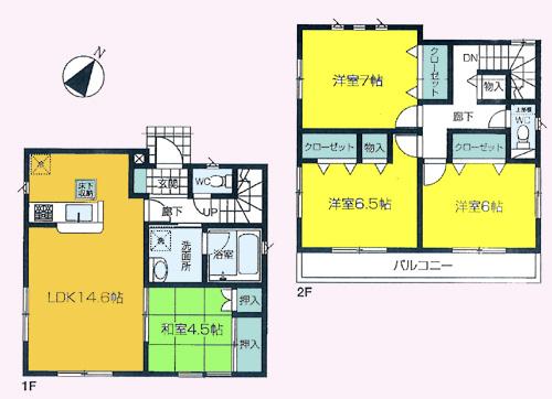 Floor plan. 23.8 million yen, 4LDK, Land area 98.66 sq m , Building area 93.96 sq m