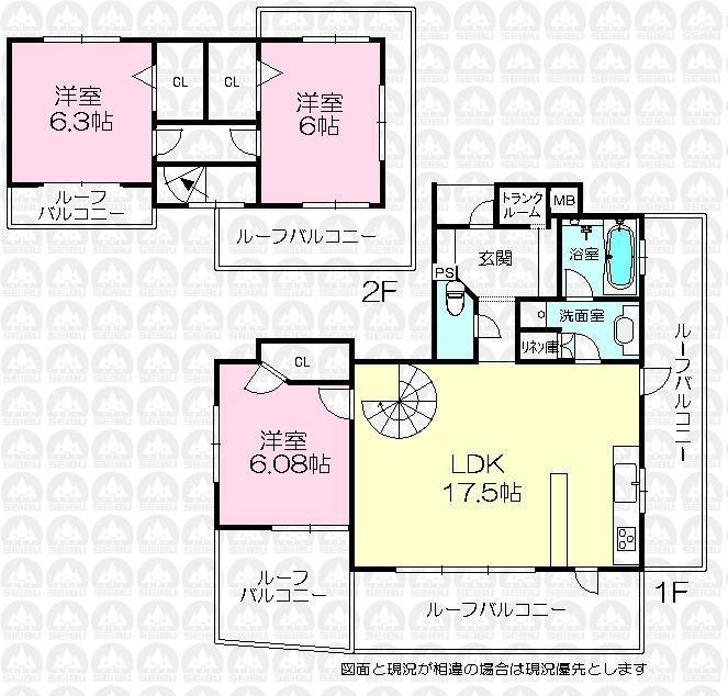 Floor plan. 3LDK, Price 32 million yen, House sense on its own area 82.96 sq m maisonette