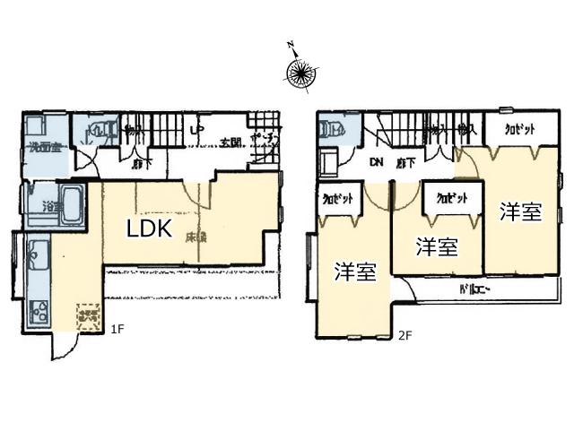 Floor plan. 21,800,000 yen, 3LDK, Land area 61.5 sq m , Building area 48.8 sq m floor plan