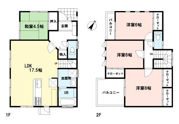 Floor plan. 29,800,000 yen, 4LDK, Land area 150.99 sq m , Building area 101.02 sq m building area   101.02 sq m Zenshitsuminami facing dihedral balcony - bright dwelling. Space of Sunny bathed in bright light from the south. 