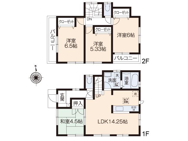 Floor plan. (7 Building), Price 36,800,000 yen, 4LDK, Land area 106.39 sq m , Building area 84.64 sq m