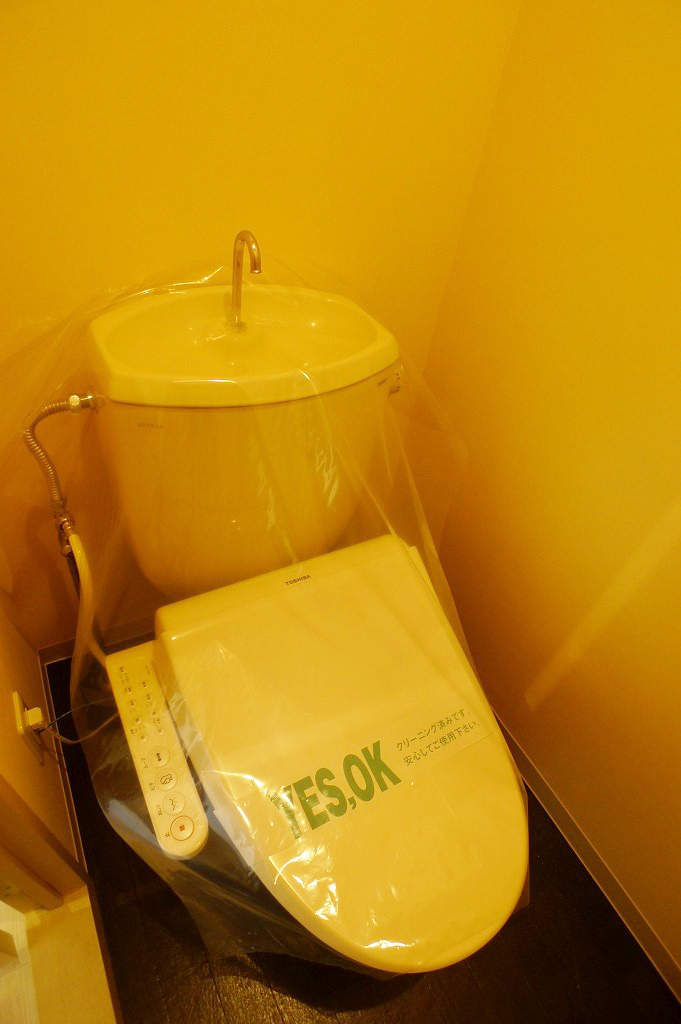 Toilet. Toilet with a new article of the hot shower