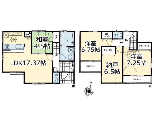 Floor plan. 40,800,000 yen, 4LDK, Land area 124.93 sq m , Building area 96.46 sq m floor plan
