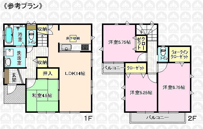 Other building plan example. Building plan example (B No. land) Building price 12,690,000 yen, Building area 89.23 sq m