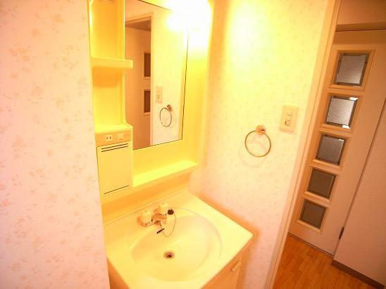 Washroom. Independent wash basin. The horizontal there storage room washing machine.