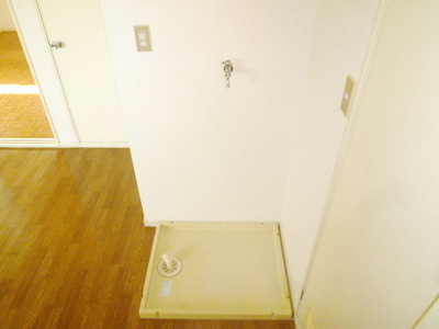 Washroom. Washing machine in the room