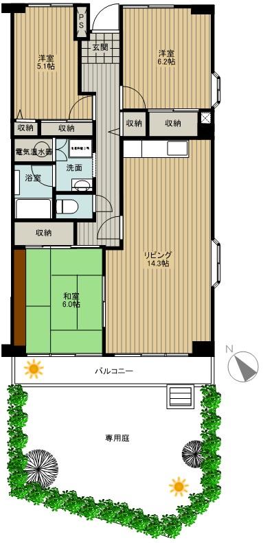 Floor plan. 3LDK, Price 21,800,000 yen, Occupied area 81.01 sq m , Balcony area 7.95 sq m