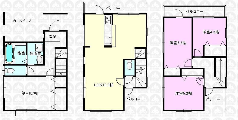 Floor plan. 33,800,000 yen, 3LDK + S (storeroom), Land area 68.26 sq m , Building area 112.41 sq m floor plan