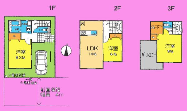 Floor plan. 29,800,000 yen, 3LDK, Land area 64.06 sq m , Building area 100.29 sq m floor plan
