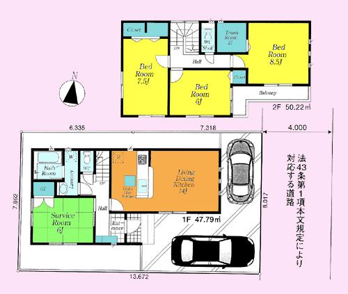 Floor plan. 27,800,000 yen, 4LDK + S (storeroom), Land area 108.49 sq m , Building area 98.01 sq m floor plan