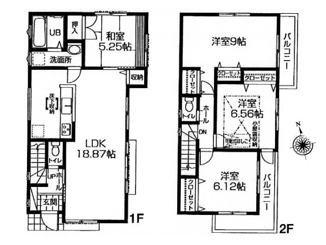 Floor plan. (1 Building), Price 45,800,000 yen, 4LDK, Land area 106.83 sq m , Building area 99.83 sq m