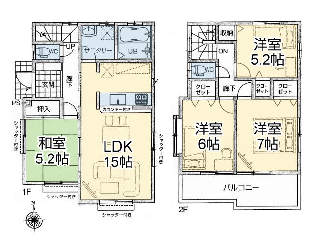 Floor plan. 34,800,000 yen, 4LDK, Land area 115.78 sq m , Building area 92.32 sq m floor plan