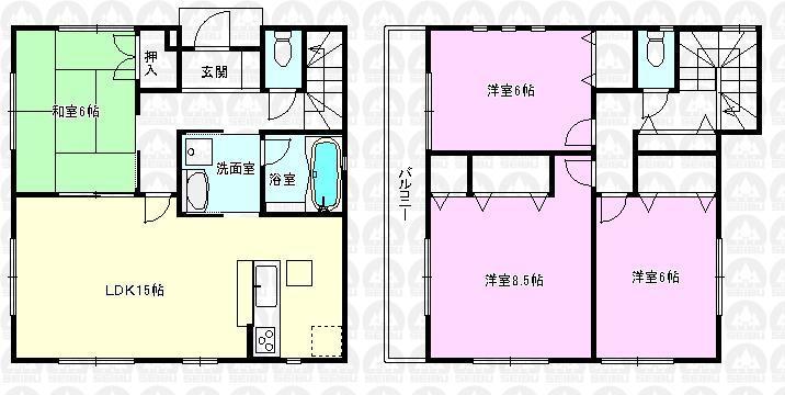 Floor plan. (Building 2), Price 33,800,000 yen, 4LDK, Land area 102.74 sq m , Building area 97.6 sq m