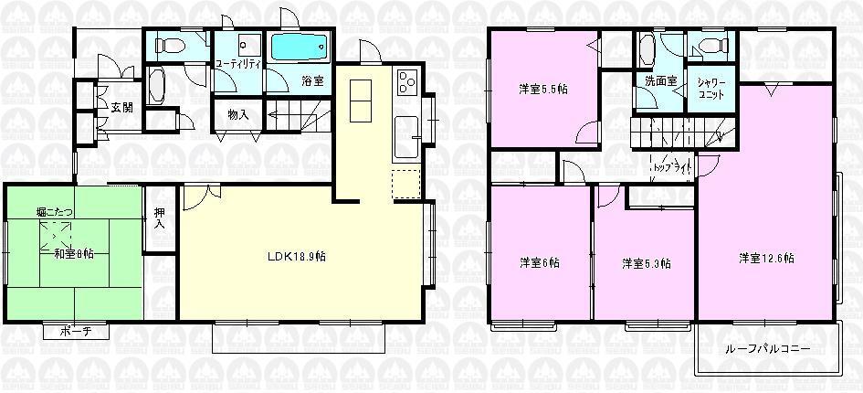 Floor plan. 33 million yen, 5LDK + S (storeroom), Land area 190.26 sq m , Building area 150.29 sq m floor plan