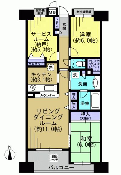 Floor plan. 2LDK + S (storeroom), Price 23.8 million yen, Occupied area 70.58 sq m , Balcony area is 7.6 sq m storage rich floor plan.