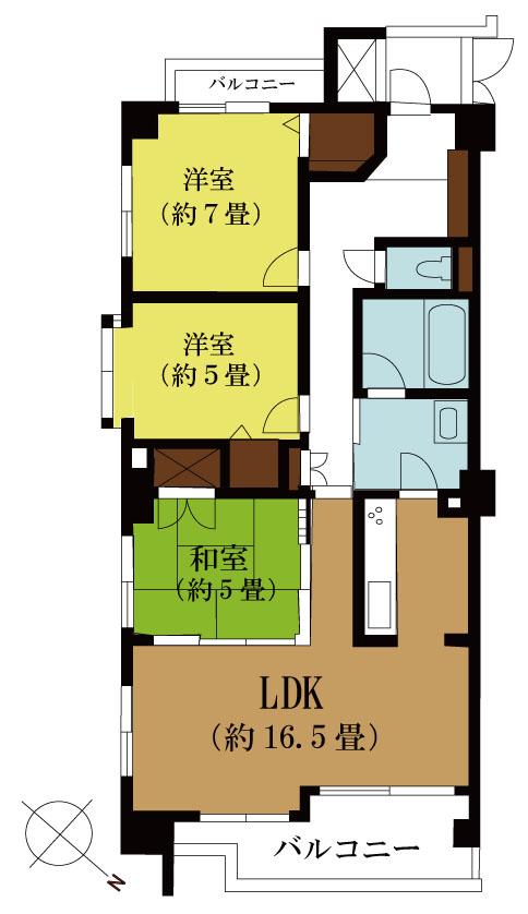 Floor plan. 3LDK, Price 31,800,000 yen, Occupied area 77.67 sq m , Balcony area 11.77 sq m