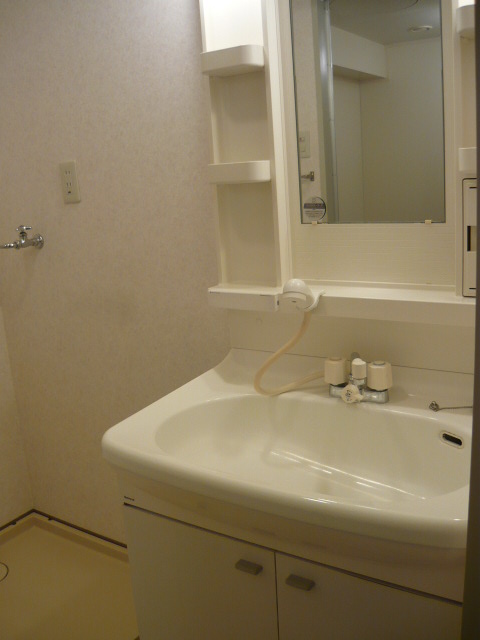 Washroom. Independent wash basin with a shower