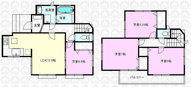 Floor plan. (1 Building), Price 34,800,000 yen, 4LDK, Land area 92.1 sq m , Building area 85.49 sq m