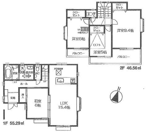 Floor plan. 44,800,000 yen, 4LDK, Land area 150.59 sq m , Building area 101.85 sq m floor plan